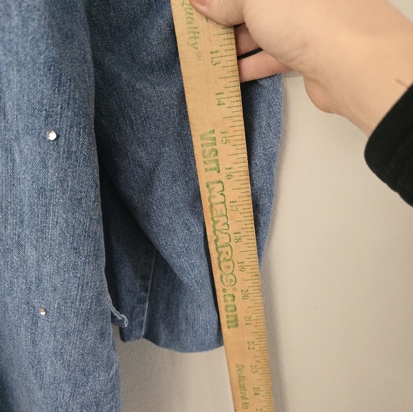 Ladies QUACKER FACTORY 1-button Lined Denim Jacket w/ BLING, Plus 2X Easter - Picture 13 of 14